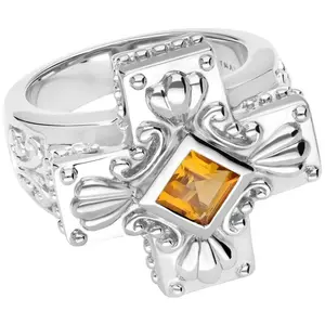 Elyse Ryan Silver & Citrine Cross Ring