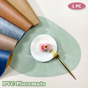 1 Pack Water Drop Shape Double-Sided PU Leather Placemats | Waterproof Oil-Proof Heat Resistant Non-Slip Easy to Clean | Reusable Table Mats for Home Restaurant Hotel Dining Table Western Food Kitchen Use