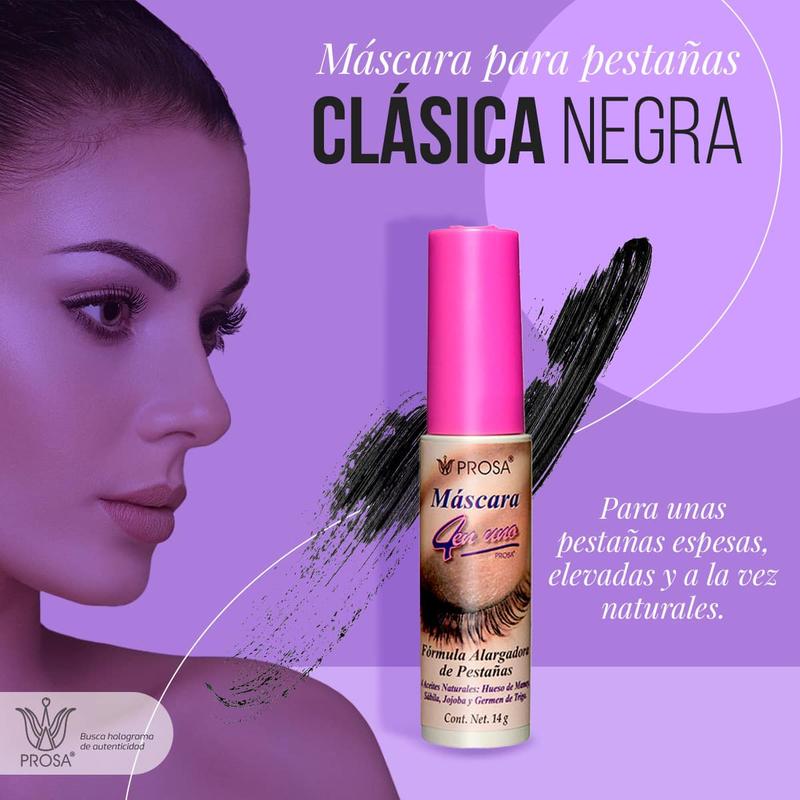Prosa Mascara 4 in 1, Formula to Extend and Give Volume - Lengthen, Volumize and Strengthen Eyelashes - (0.42oz/12gr)