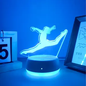 Gymnast 7-Color Changing LED Night Light, Perfect Desk Decor Gift for Gym Enthusiasts, USB Powered Touch Switch Design, Adjustable Touch Lighting