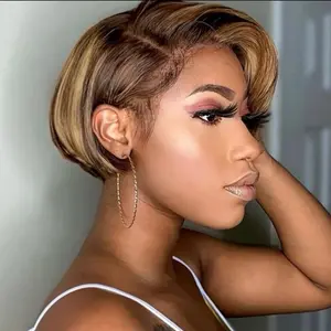 Short Bob Hairstyle with Blonde Highlights and Natural Look for Women - Perfect for Everyday Wear
