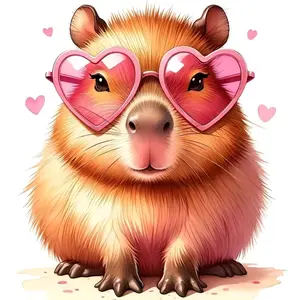 Cute Capybara Heart Shaped Glasses Art Painting Diamond Painting 5D DIY Diamond Painting Kit Full Drill Square Round Diamonds Embroidery Cross Stitch Art Craft Home Wall Decor Unique Art Gift For Living Room Bedroom Office Handmade Decorative Painting Set