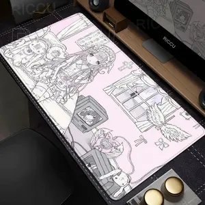 Angel Pink Mouse Pad Anime Pink Girl Gaming Keyboard Pads Desk Accessories HD Gaming Deskmat PC Lock Edge Rubber Mousepad Gaming Accessory