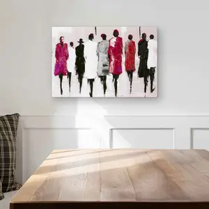 212 MAIN Red Street Scene Aluminium Metal Photo Print Wall Art - 12x18 in Urban Walk-Themed Modern Abstract Artistic Decor, Indoor Decoration for Living Room Home Supplies