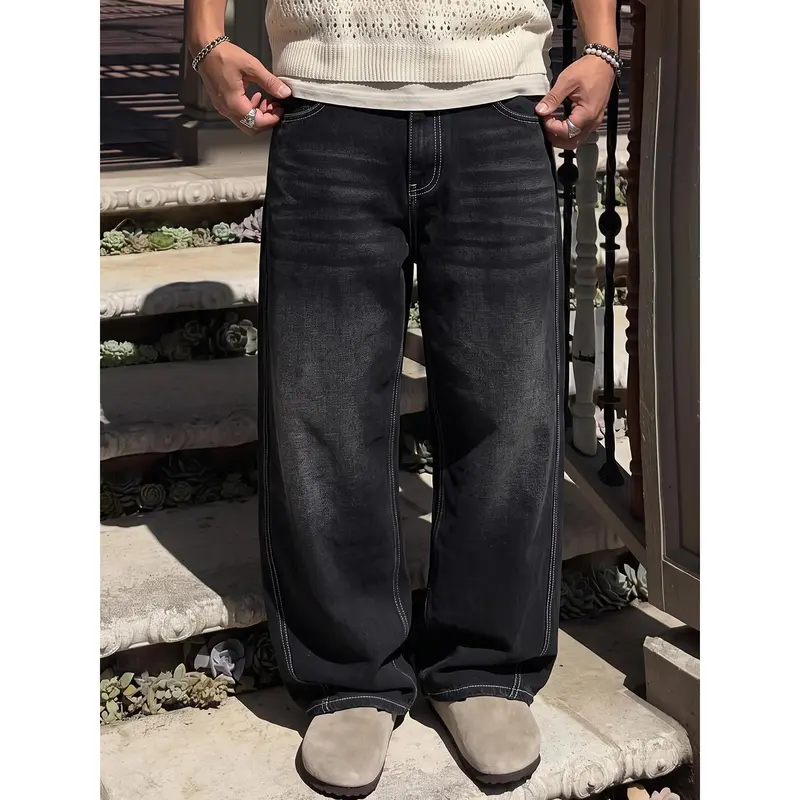 2-pack men’s long pants, men’s jeans, men’s cotton-blend jeans, loose straight wide-leg jeans.Retro washed design, available in multiple colors, suitable for everyday casual wear, school commuting, short trips, and holiday gatherings—ideal for a variety 2-pack men’s long pants, men’s jeans, men’s cotton-blend jeans, loose straight wide-leg jeans.Retro washed design, available in multiple colors, suitable for everyday casual wear, school commuting, short trips, and holiday gatherings—ideal for a variety