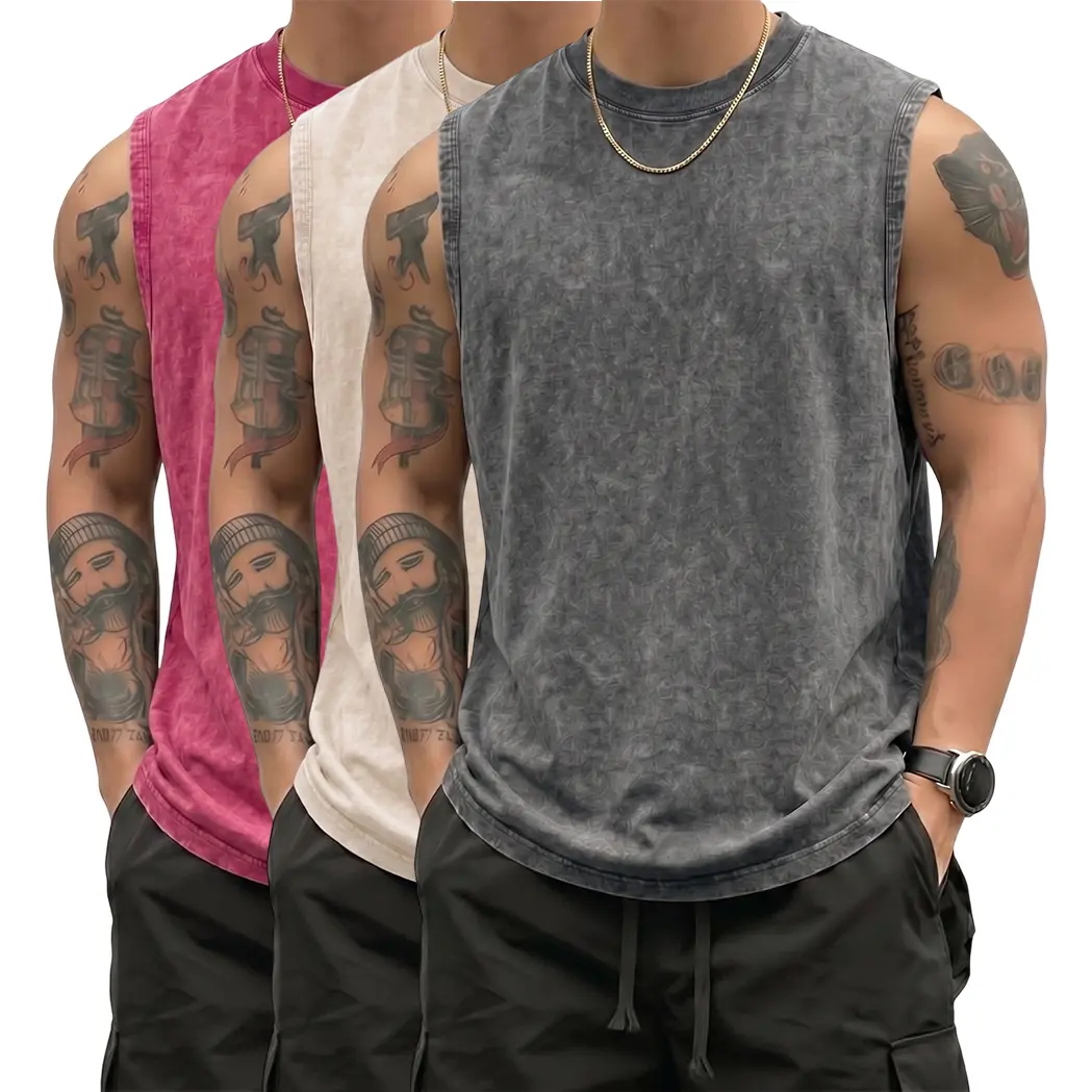 3-PACK Men's Washed Vintage Sleeveless Muscle Shirts, Soft Breathable 100% Cotton Fabric, Crew Neck Cut Off Tops, Old Money Style Clean Fit Minimal Urban Streetwear Shirts For Gym Workout Daily Casual Outfit Value Pack 3-PACK Men's Washed Vintage Sleeveless Muscle Shirts, Soft Breathable 100% Cotton Fabric, Crew Neck Cut Off Tops, Old Money Style Clean Fit Minimal Urban Streetwear Shirts For Gym Workout Daily Casual Outfit Value Pack