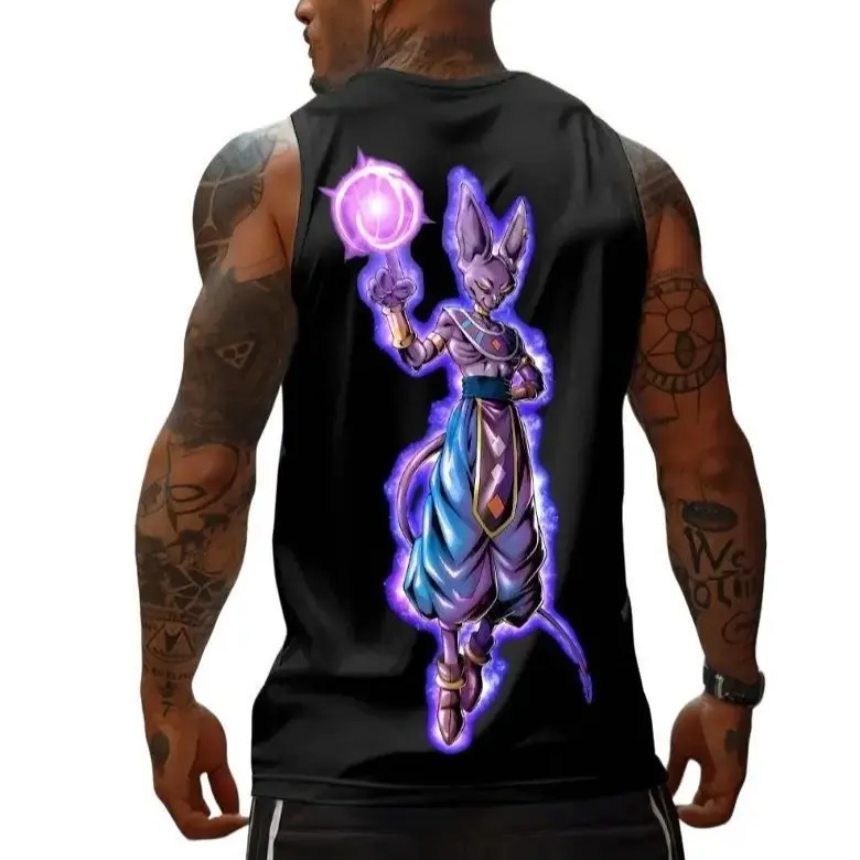 Beerus Dragon Ball Z Tank Top – 100% Cotton Anime Streetwear for Men