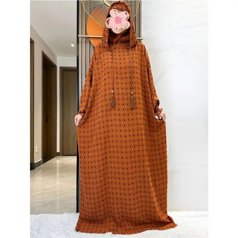 Muslim Prayer abaya, Soft Cotton Kaftan with Double Hat Design, Modest Dubai Turkish Style for Ramadan & Eid, Plus Size Prayer Dress for Women, Hijabi