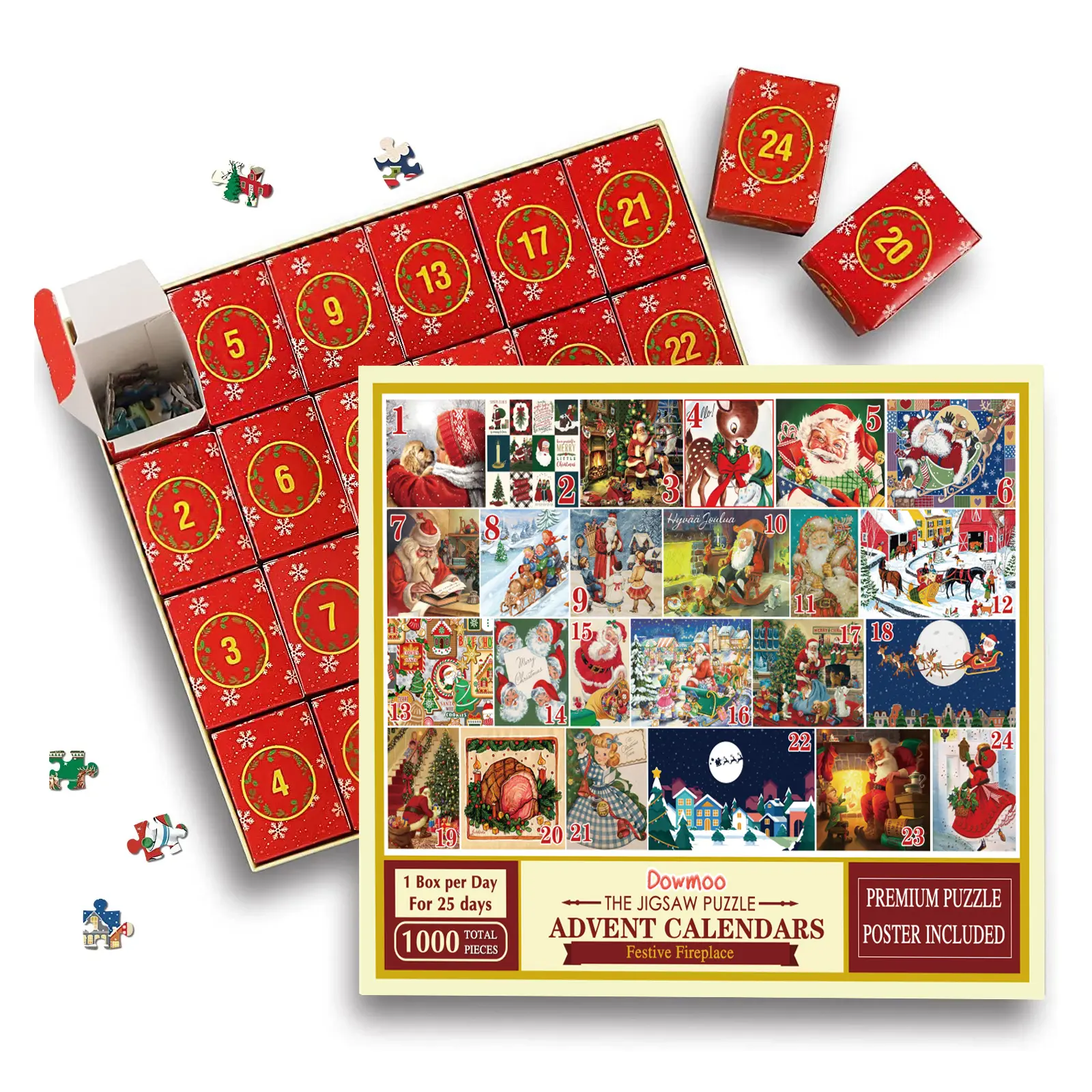 Christmas Advent Calendar Jigsaw Puzzle Christmas Creative 24-grid Countdown Calendar Blind Box Jigsaw Gift