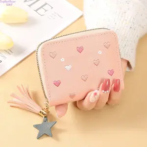 Women's 2026 New Japanese-Korean Style Cute Zipper Short Leather Wallet, Multi-Functional Folding Purse with Multiple Card Slots, Coin Pocket, Compact Lightweight Design for Daily Use, Shopping, Cute Zipper Wallet