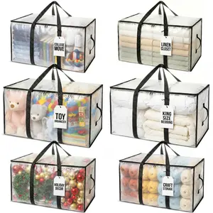 Heavy Duty Moving Bags or Storage Bags – Clear Storage Bins with Lids, Large Moving Boxes with Backpack Straps & Zippers – Packing Bags & Moving Supplies for College Dorm- 8 Pack
