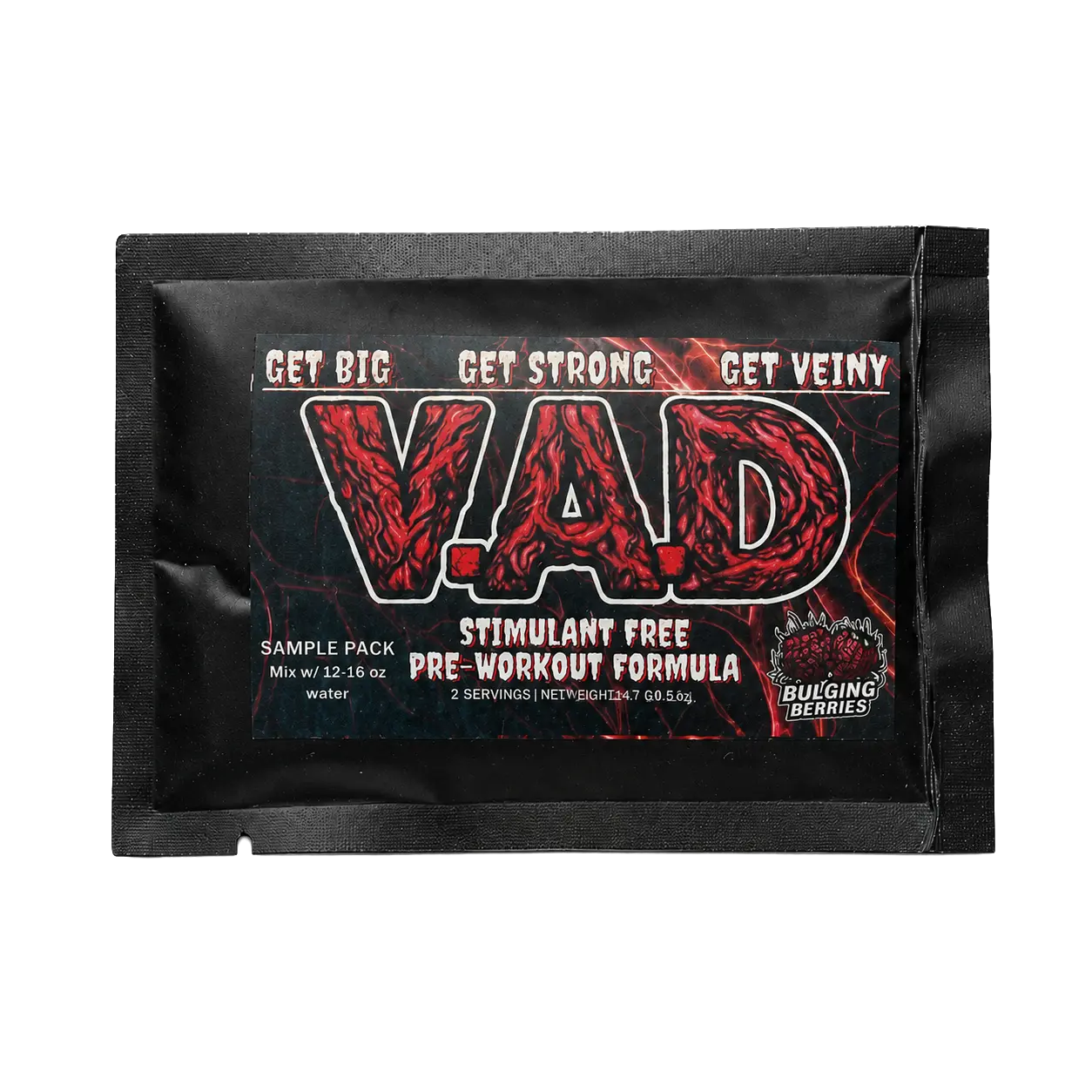 V.A.D. Veiny Ahh Drink Stim-Free Pre Workout Powder- Pump & Hydration Formula - To-Go Packs Healthcare Muscle