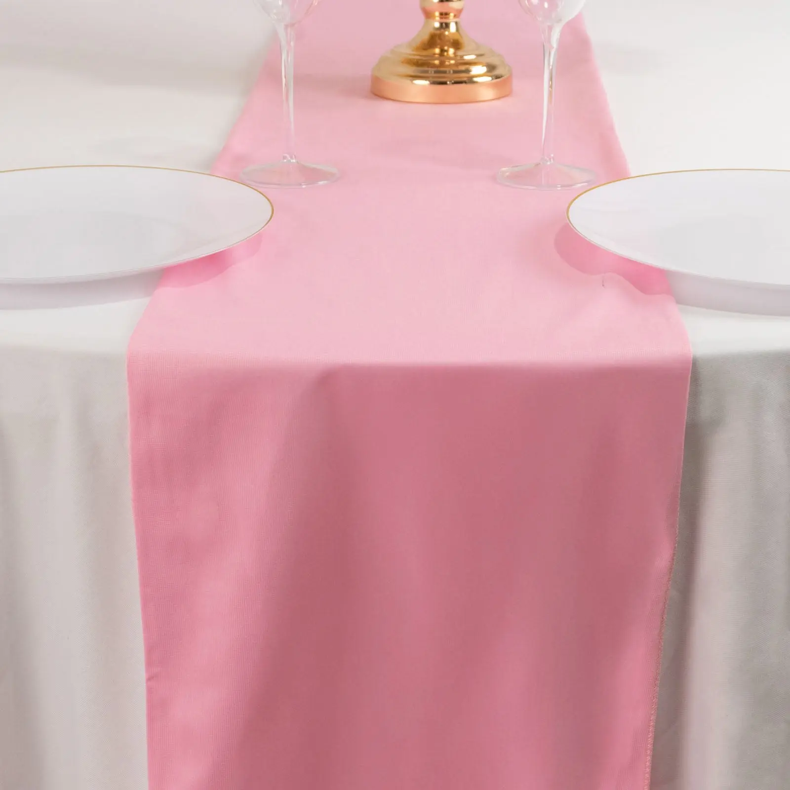 Decorative Scuba Polyester Table Runner (12"x108" Pink) - Wrinkle Resistant, Machine Wash Table Cloth for Banquet Halls, Household Kitchen Linens