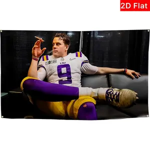 2D Flat Banner Joe Burrow Smoking Cigar Poster, Aesthetic Decorative Durable Flag, Indoor & Outdoor Decor for Parties, Travel, Events
