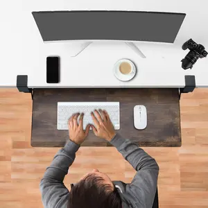 ETHU Keyboard Tray Under Desk, Pull Out Keyboard & Mouse Tray with C-clamp, Ergonomic Desk Keyboard Tray Slide Out, Pull Out Platform Drawer for Home and Office