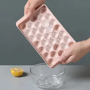 Ice Cube Tray, 1 Count Reusable Ice Tray for Freezer, Plastic Round Ice Ball Maker Mold, Ice Cube Mould, Home Kitchen Utensils