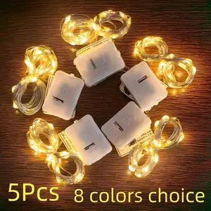 5Pcs Battery Operated Copper Wire LED String Lights 300cm/118inch/30LED 3Modes Mini Firefly Fairy Lights Warm/Multi/Red/Green/Blue/Pink/ Purple/White Perfect for BOBO balloon, birthday room, camping, flower, party, wedding, Christmas