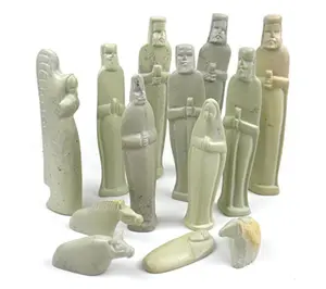 Global Crafts Carved Kenya Soapstone Nativity Set: 12 piece