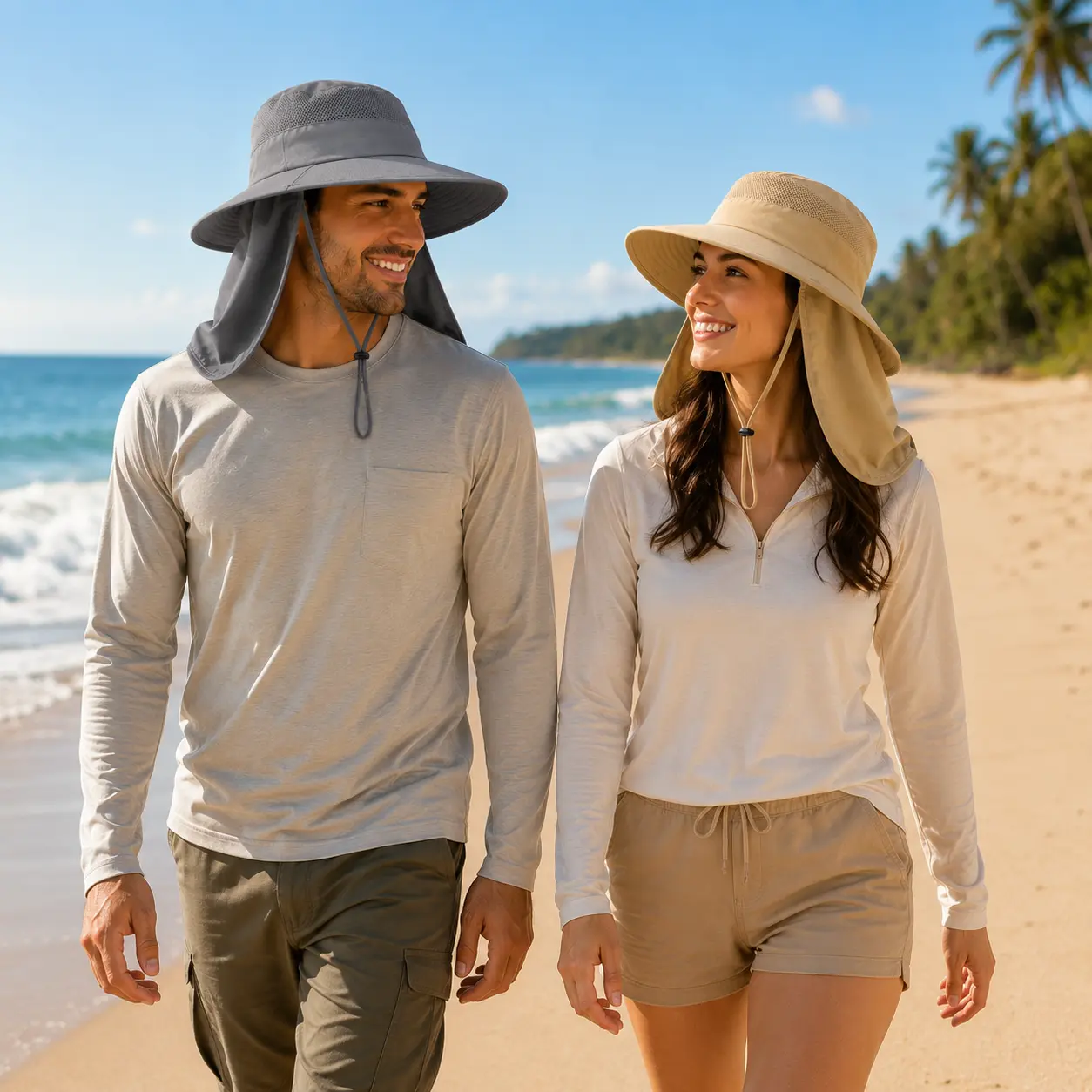 Sun Hats for Men Women Unisex Waterproof Fishing Hat with Wide Brim – UPF 50+ Sun Protection, Breathable Mesh Safari Cap for Men & Women | Foldable Outdoor Sun Hat