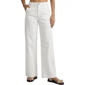 Sidefeel Women's Wide Leg Jeans High Waisted Stretchy Baggy Side Seam Denim Pants with Slanted Pockets
