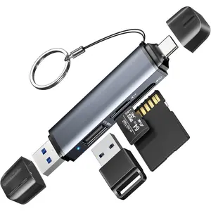 SD Card Reader, 5G Super Speed USB3.0 SD/TF Card Reader, 3-Slot USB A/C to SD/ SD/USB A Memory Card Reader for UHS-I SD/ SD/SDHC/SDXC/MMC, Support OTG for Plug&Play