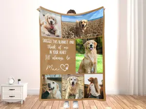 Personalized Dog Memorial Blanket, Custom Pet Photo Collage, Pet Loss Remembrance Gift, Dog Lover Keepsake, Fleece Throw With Name, Dog Mom