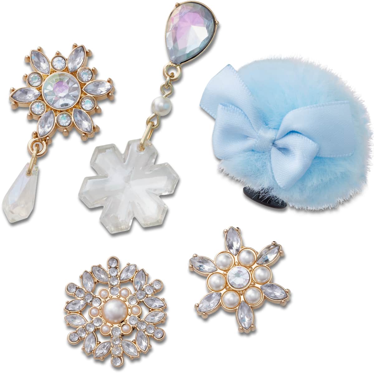 Crocs Jibbitz Elevated Snowflake and Puff Jewelry Shoe Charms 5-Pack