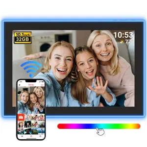 Neon Light Wifi Digital Photo Frame 10.1 Inch,32GB Support USB Drive/SD Card Extend Storage, Frameo App WiFi Digital Photo Frame with Cloud Storage summerwins