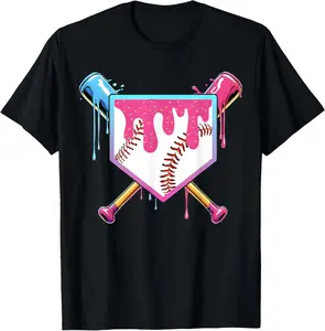 100% Cotton Baseball Drip Ice Cream Drip Baseball T-Shirt
