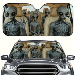 Alien Car Sunshade, UV Protection, Foldable Polyester, Fits Rvs and Suvs, Front Windshield Protector, Universal Fit for Cars, Suvs, Rvs
