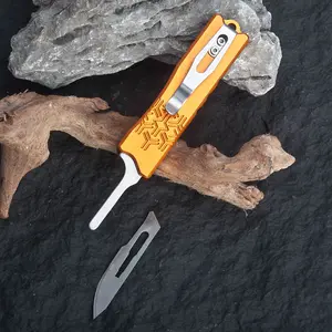 EDC Pocket Utility Knife, Paper Box Package Cutting Knife, Aluminum Alloy Grip with 10 Replaceable Blades for Office Business Daily Use and Gifts