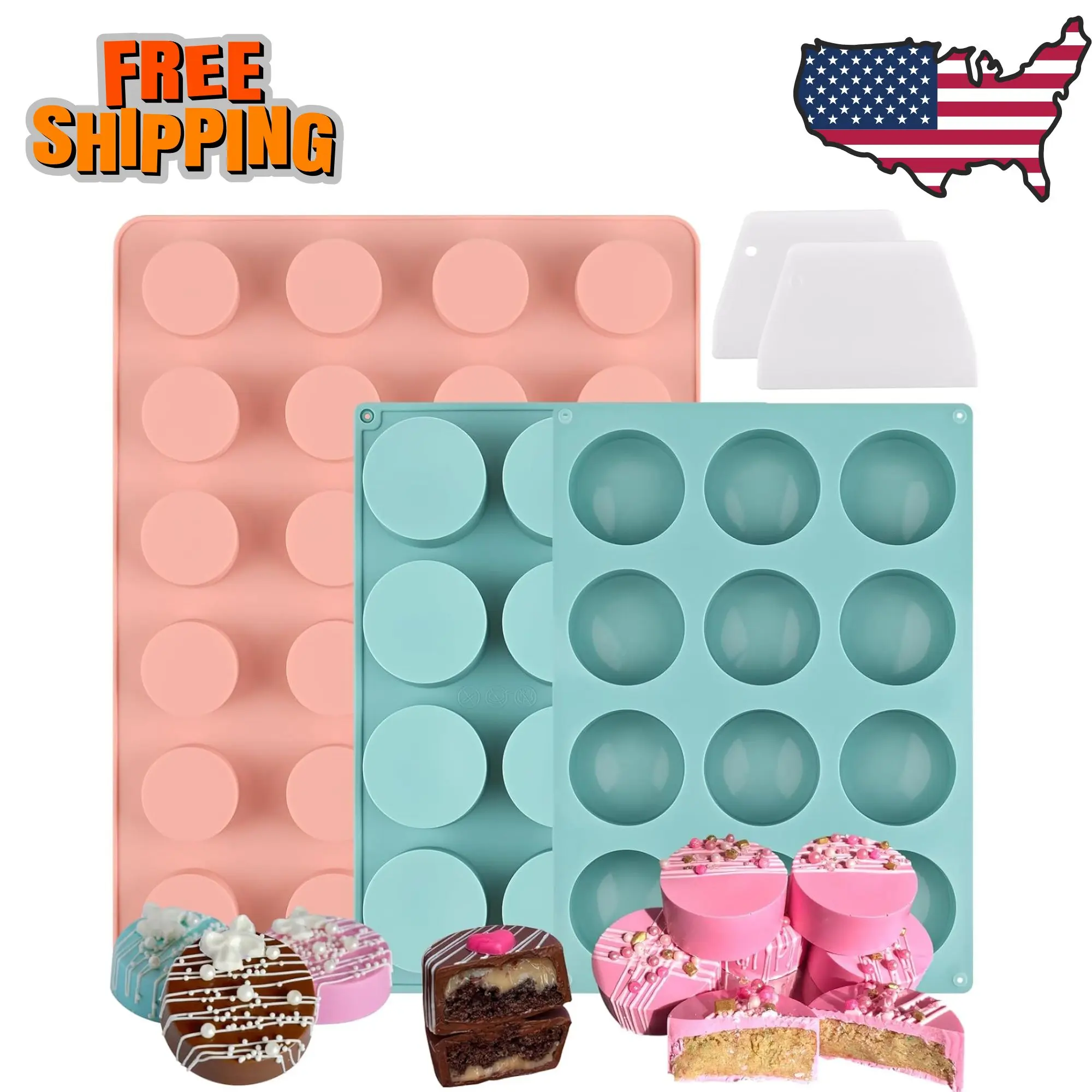 Cake Puck Mold Set, Chocolate Covered Cake Silicone Molds, 24-Cavity