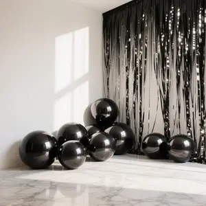 4-Pack 32" Metallic Black Sphere Balloons, Orbz Mylar Balloons Helium or Air-Filled Party Supplies