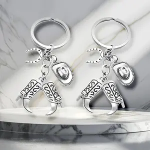 Cowboy hat, boots, horseshoe, horse head, western cowboy, grassland herding keychain