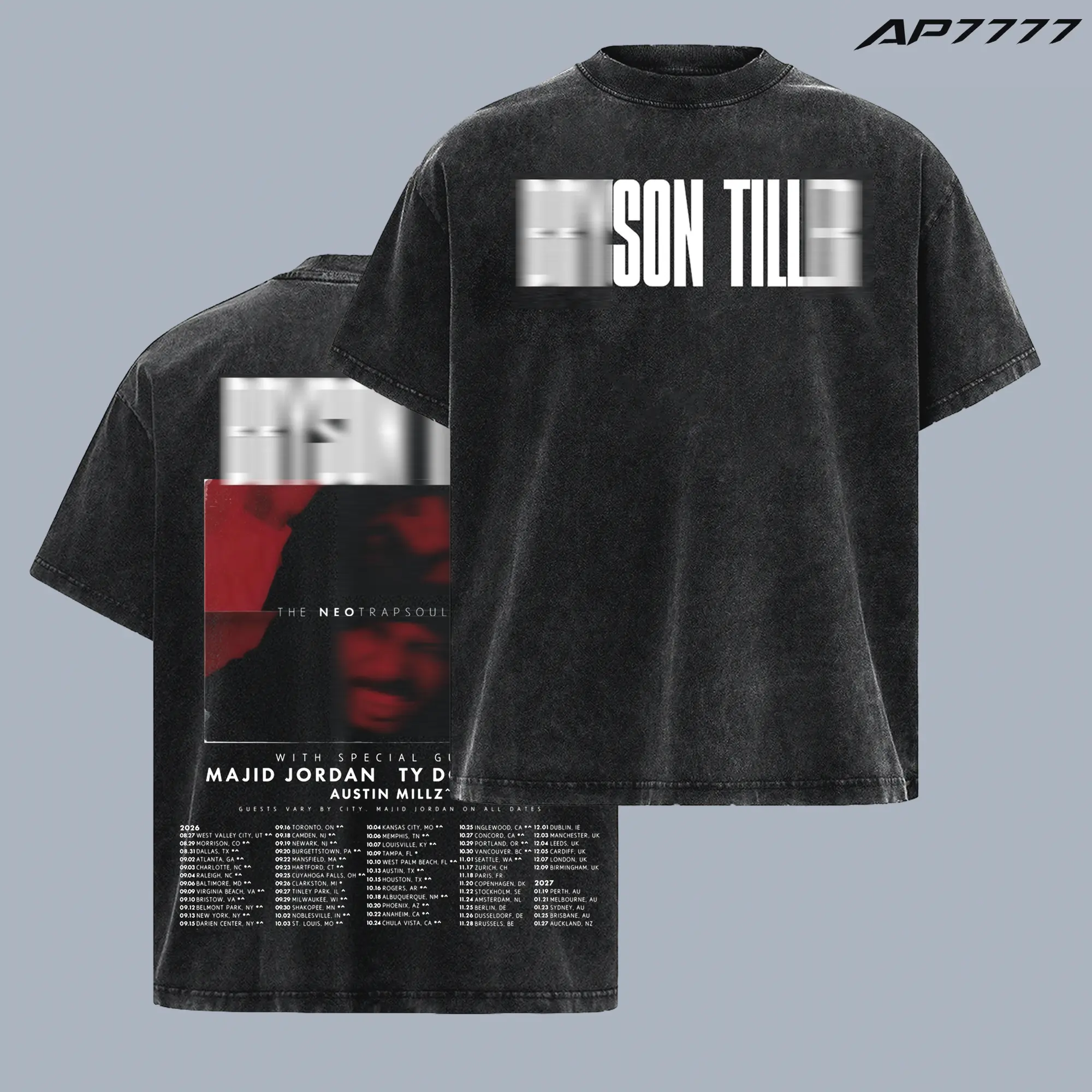 Bryson T. NeotrapSoul Tour 2026 Double Sided Vintage Washed Graphic T Shirt, Oversized Heavyweight Unisex Streetwear Concert Tee, R&B Hip Hop Music Merch Fan Gift, Album Inspired Retro Aesthetic Apparel