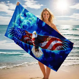 1pc Eagle Flag Pattern Beach Towel, Anti-Wrinkle Quick Dry, Outdoor Camping Gym Party Essential, Design Beach Towel, Quick Drying Towels