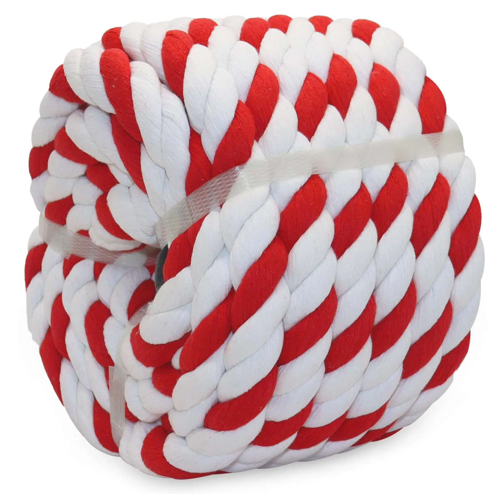 Red And White Rope 1 Inch X 50 Feet - Twisted Thick Cotton For Crafts Landscaping Tug Of War Diy Projects Christmas Decor