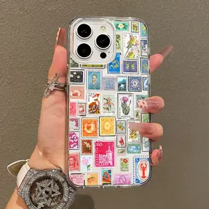 Soft Girl Magnetic Case for iPhone11/12/13/14/15/16/17/promax, Vintage Stamps Collage Lightweight, Drop-Proof, MagSafe Compatible |   Perfect for Teen Girls