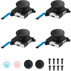 JoyCon Replacement 4 Pack, Analog Thumb Stick for  Joy-Con Controller &  Lite, Left/Right Analog Joystick with Thumbstick Grips & Screws