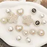 16PCS Bling Flower & Heart Shaped ABS Shoe Charm Set, Bling Shoe Charms, Rhinestone & Faux Pearl Embellishment, Shoe Decoration, DIY Shoe Accessories for Clogs, Ideal Gifts