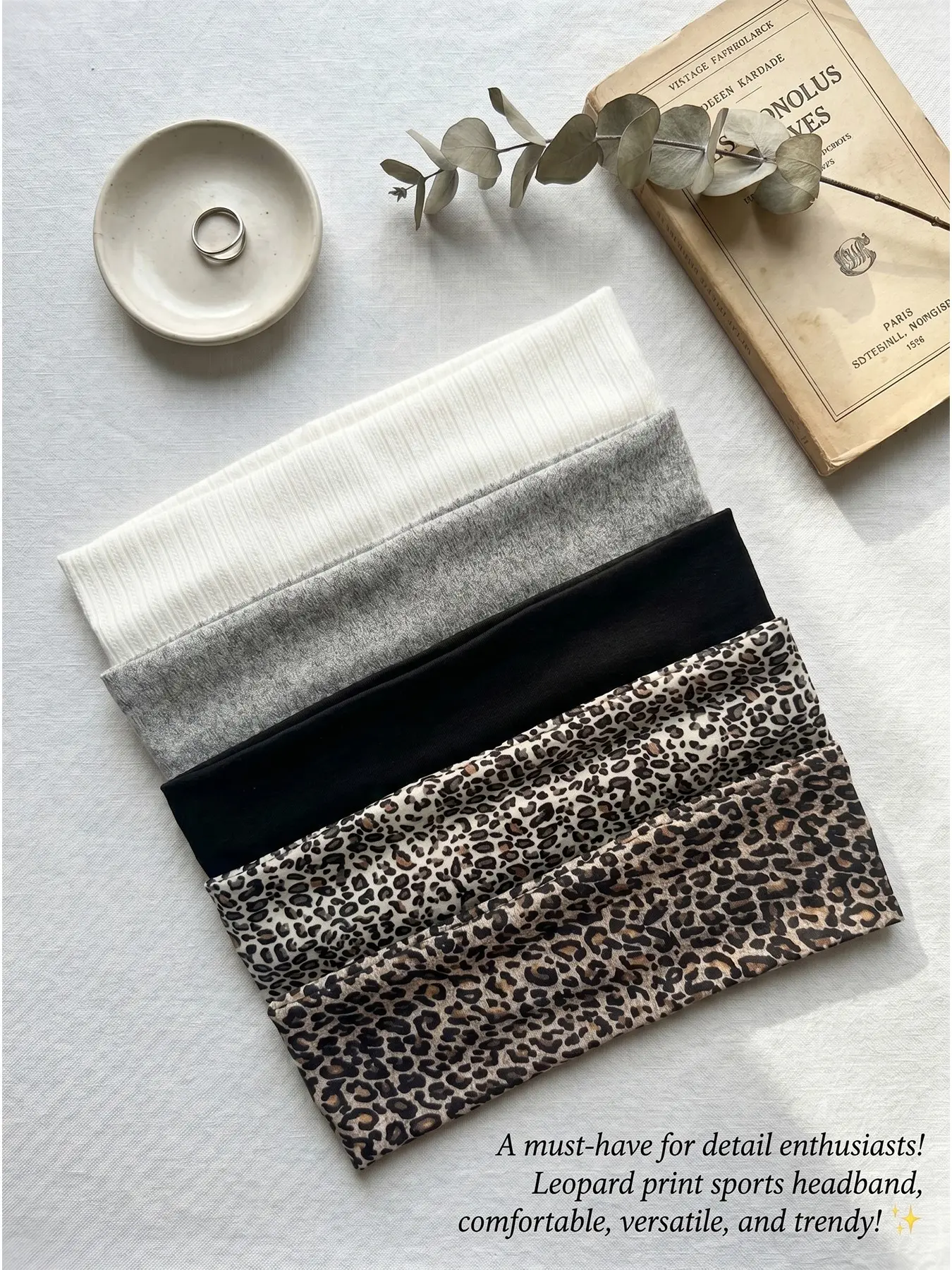 6-Piece High-Elastic Breathable Leopard Print Sports Headbands, Athletic Headbands, Workout Headbands, Sweat-Wicking Quick-Dry, Ideal for Running, Fitness, Yoga, Unisex