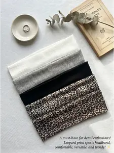 6-Piece High-Elastic Breathable Leopard Print Sports Headbands, Sweat-Wicking Quick-Dry, Ideal for Running, Fitness, Yoga, Unisex