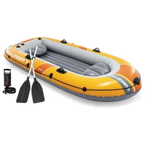 INTEX 66313EP Challenger 3 Inflatable Boat Set with 54" Oars, Pump, & Oar Locks