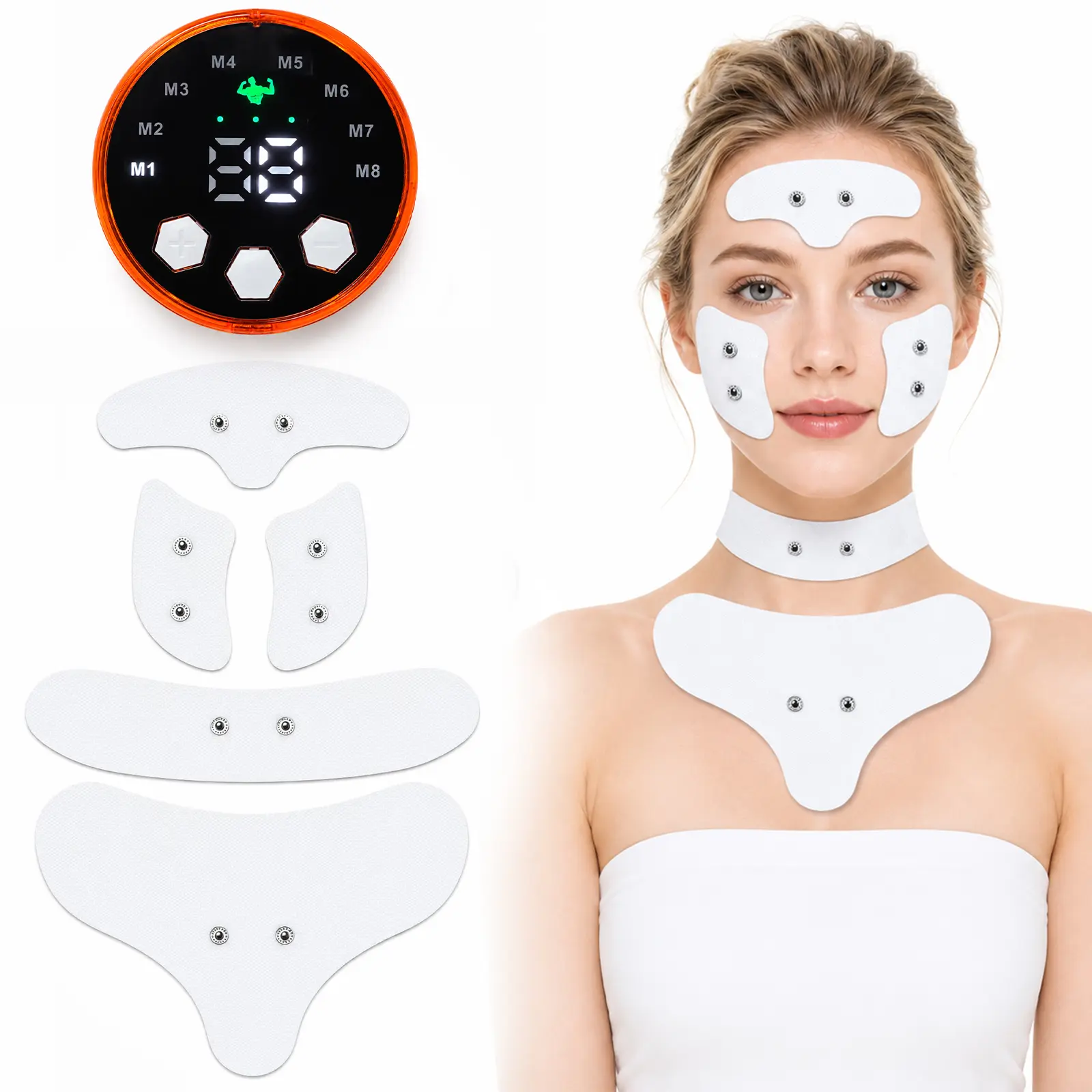 KTS EMS Facial Massager with Red Light Therapy, Wireless Microcurrent Face Lift Device with 8 Modes 29 Intensity Levels, Full Face Mask & Eye Pads for Anti-Aging, Wrinkle Removal & Skin Tightening