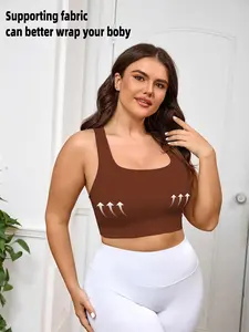 Plus Size Women High Impact Removable Padding Sports Bra Seamless High Elastic Running Fitness No Steel Cup Sport Bra Wide Shoulder Strap Vest