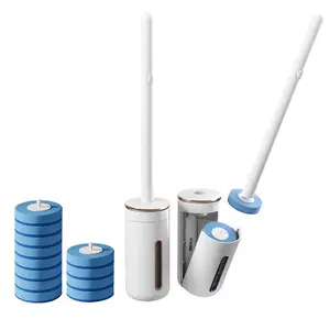 24-piece disposable toilet cleaning set, toilet cleaning system - 1 toilet brush, 1 storage rack, 8/24 replacement cleaning liquids, wall-mounted bathroom cleaning tool storage set