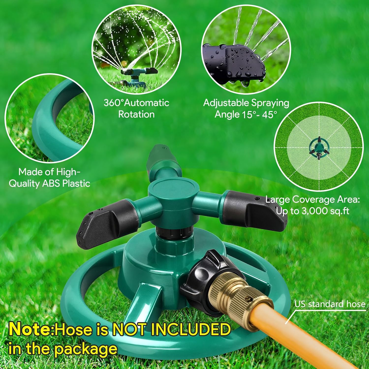 Sprinklers for Yard, Rotating Lawn and Garden Sprinkler for Large Area Coverage, Yard Sprinklers for Kids and Pets Playing