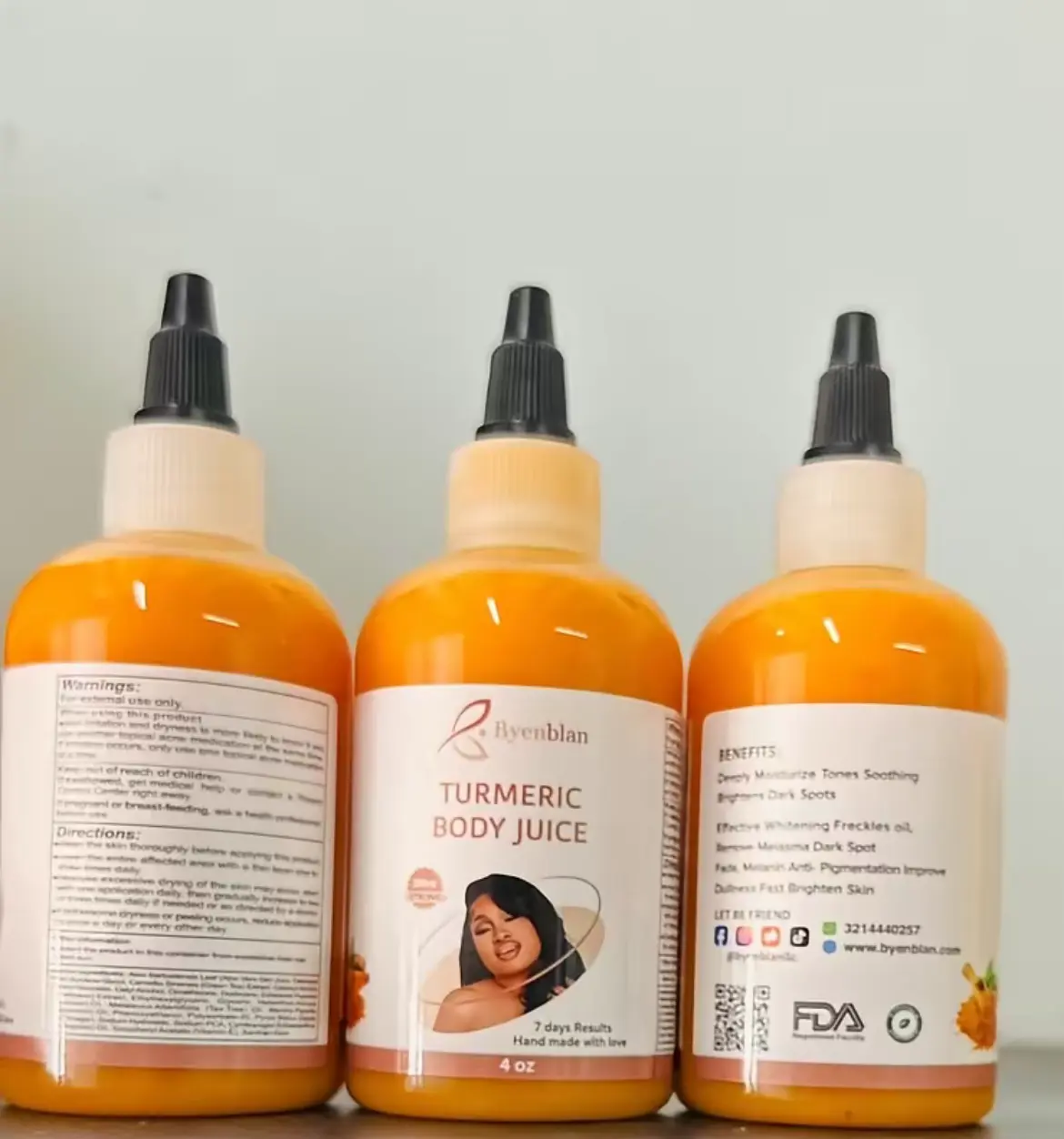 Byenblan 3Piece Turmeric Smoothie Skincare Product and Moisturizing Formula Set Daily