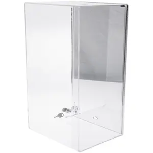 Plymor Clear Acrylic Locking Display Case with Sliding Back, No Shelf (Mirrored), 20.75" H x 12.25" W x 10" D
