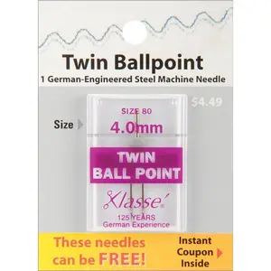 Klasse Size 4.0 Twin Ball Point Sewing Machine Needles
